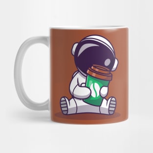 Cute Astronaut Holding Coffee Cup Mug